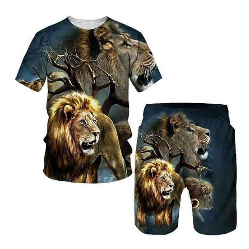 

Boys 3D Animal Lion T-shirt & Shorts Clothing Set Short Sleeve Summer Spring Sports Fashion Cool Kids 3-13 Years 100