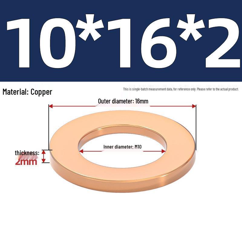 Pure Red Copper Gasket Sealing Ring for Marine Instruments, Metal Flat Washer M3-M60mm