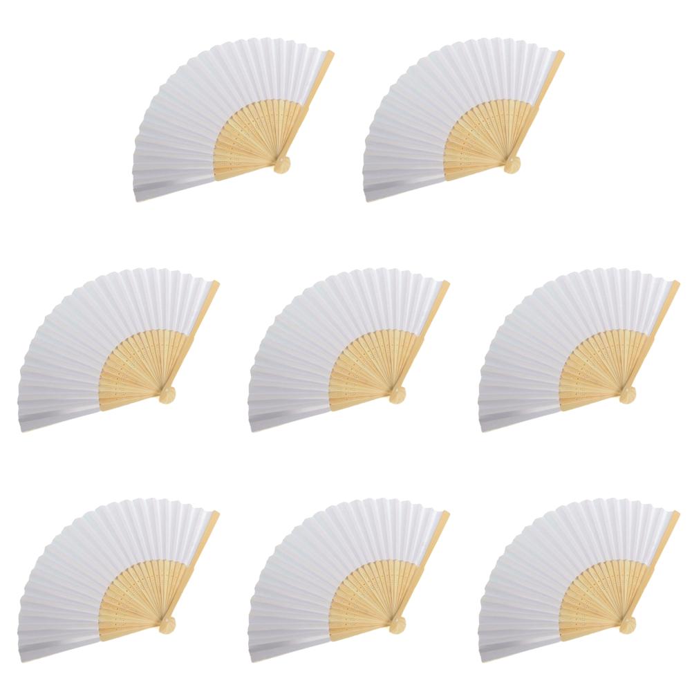 1-50PCS Bamboo Folding Fan Solid Color DIY Drawing Painting Fan Handheld Folded Fan for Home Dancing Party Wedding Decoration