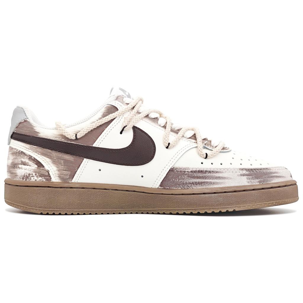 Nike Court Vision Brown Shadow Vintage Low top Skateboard Shoes Unisex White Brown HV2530-100(Team1962-)