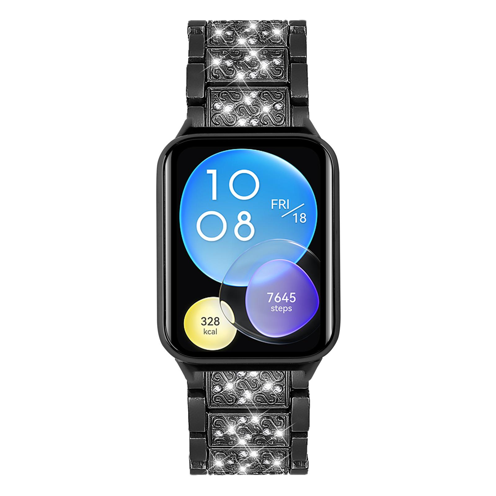 

For Xiaomi Smart Band 8 Pro S-Shape Rhinestone Zinc Alloy Watch Strap Band Silver