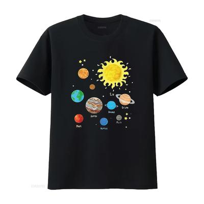 Mens Solar System Dwarf Planets Astronomy Lover Astronaut T Shirt Black 2XL Vintage Washed Versatile Soft Fashion Unisex