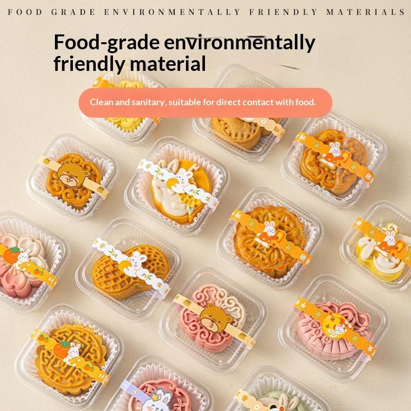 Mooncake Plastic Trays 50Pcs Transparent Thickened Sturdy Food Grade Holders for Mid Autumn Festival Homemade Pastry