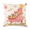 Pink Elk Christmas Cushion Cover Polyester Letter Print Holiday Decoration Living Room Sofa Cushion Cover Cushion Cover