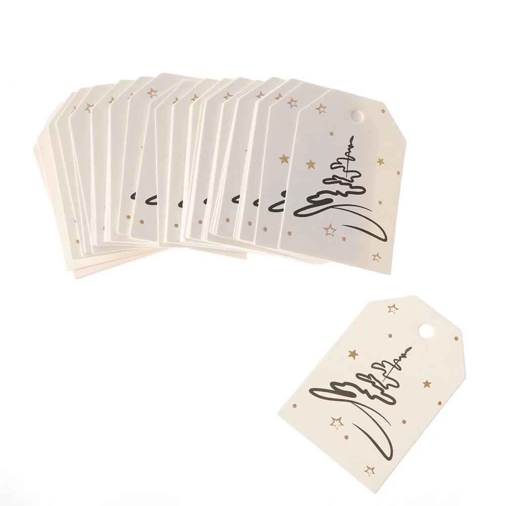 50PCS Merry Christmas DIY Kraft Tags Labels Gift Wrapping Paper Hang Tags Santa Claus Paper Cards Xmas Party Supplies