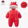 Neuer glücklicher roter Baby-Winteroverall - Dicke Baumwolle festliche Oberbekleidung für das Neue Jahr