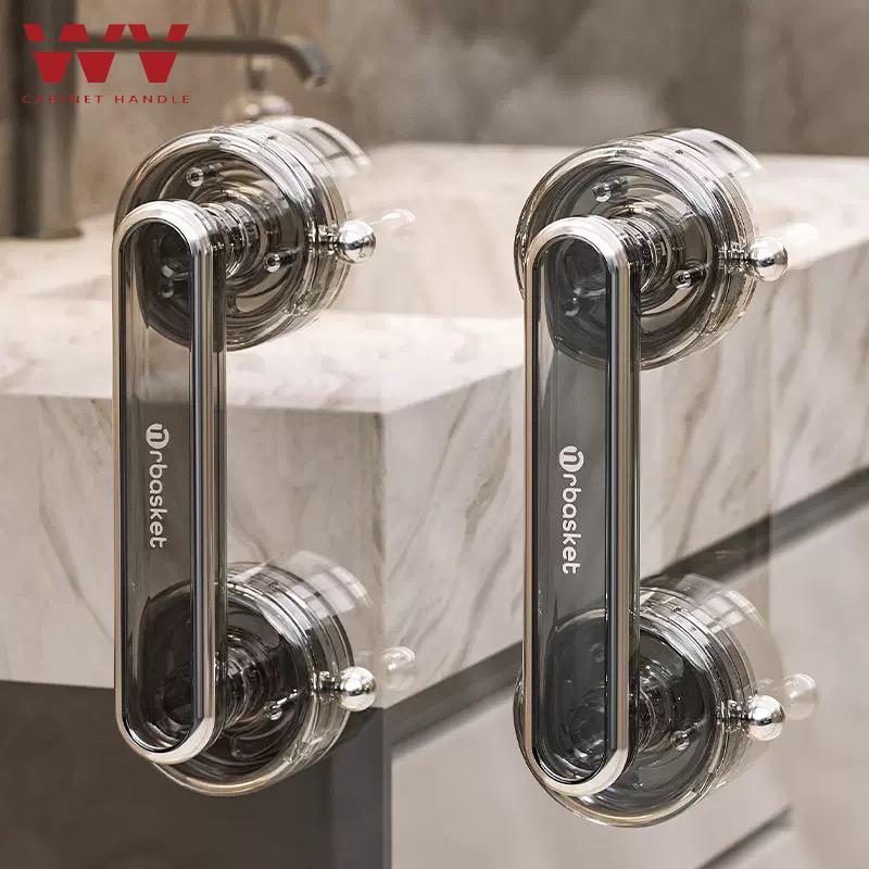 WV No-drill Anti-slip Sliding Handle Waterproof Suction Cup Door Handle Bathroom Glass Door Removable Wardrobe Door Handle