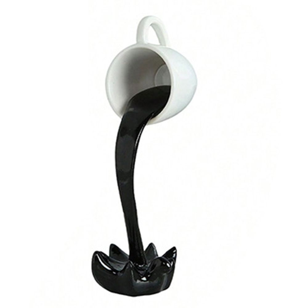 Coffee Cup Ornament Pouring Liquid Coffee Mug Resin Floating Spilling Coffee Cup  for Coffee Lover