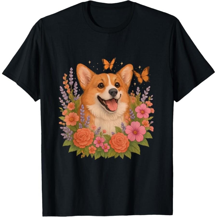 

Cute Corgi Flower Retro Corgi Mom Floral T-Shirt XXXXXL чорний