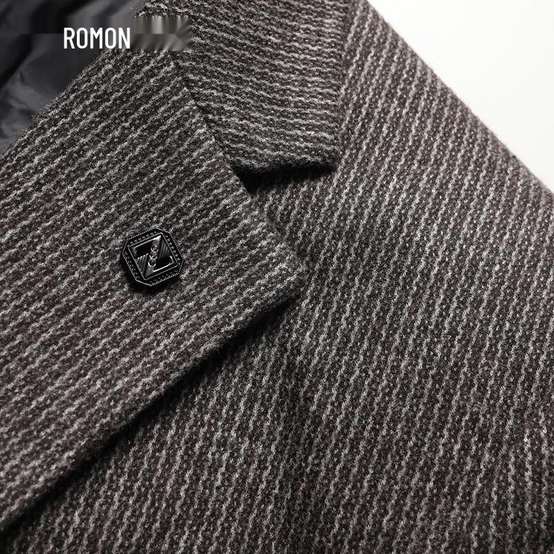 ROMON Men's Winter Wool-Blend Down-Lined Business Casual Blazer