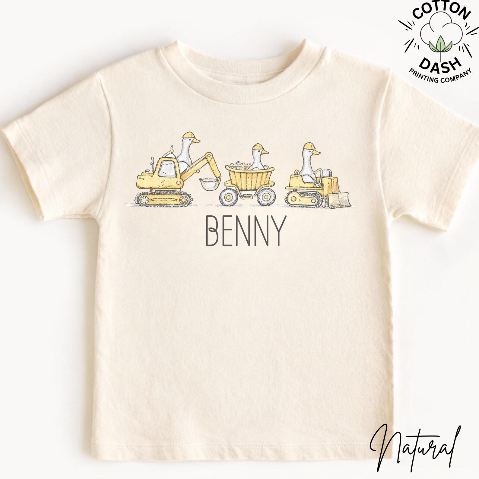 Personalized Unisex Construction Shirt, Custom Preschool Outfit, Truck Excavator T-Shirt for Boys Birthday Gift, Back to School Kids Tee 100