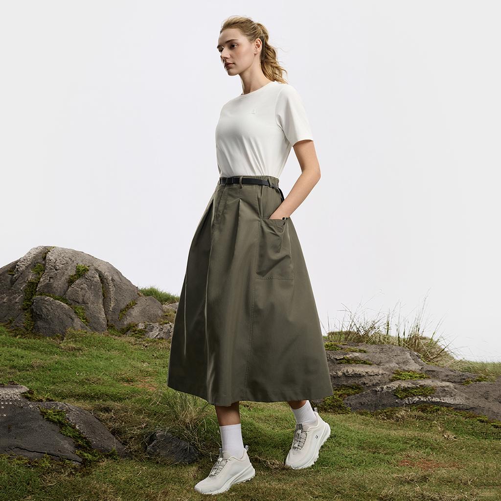Fila Explore Trendy Minimalist Fashion Classic Retro Sports Outdoor Comfortable Versatile Loose Woven Casual Long Skirt Women Skirts A11W617302FDG