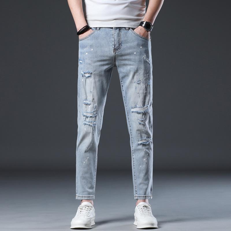 

Мужские летние эластичные повседневные брюки с зауженными штанинами 38