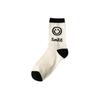 Women's Mid-Tube Japanese Cartoon Cute Black & White Smiley Face Socks, Trendy Korean Style, Perfect for Sports & Students.