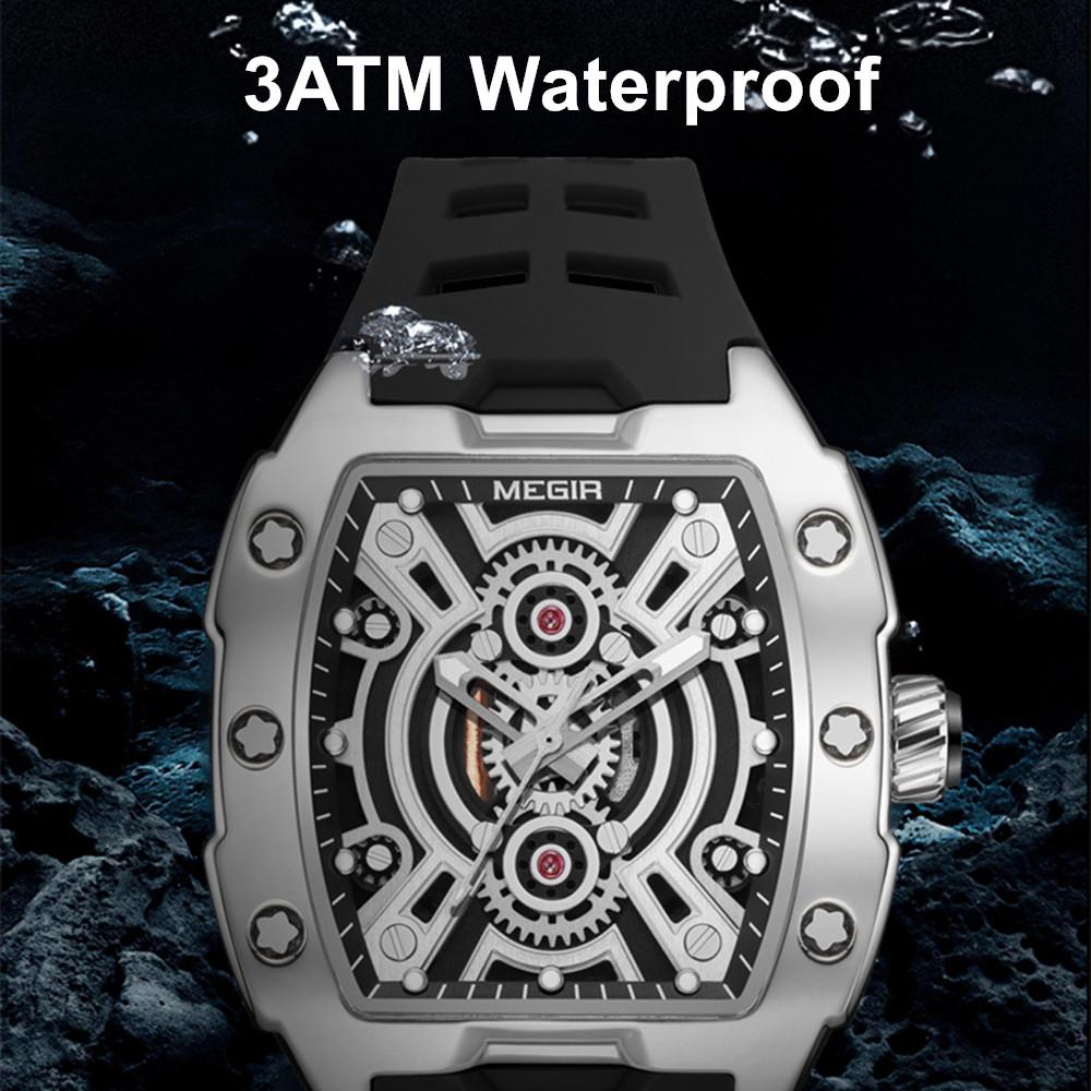 Megir Sportuhren für Herren Wasserdicht Militärische Quarz-Armbanduhr Silikonarmband Großes Zifferblatt Leuchtend Lässige Uhr Uhr Montre Homme 8116