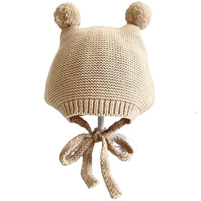 Gorro de corda para bebê Joy Multi Knit Pom Pom, 44 ~ 46 cm, bege, roupas de bebê populares na Coréia