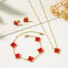 3PCS Titanium Steel Clover Necklace Bracelet Earrings Three Piece Jewelry Set