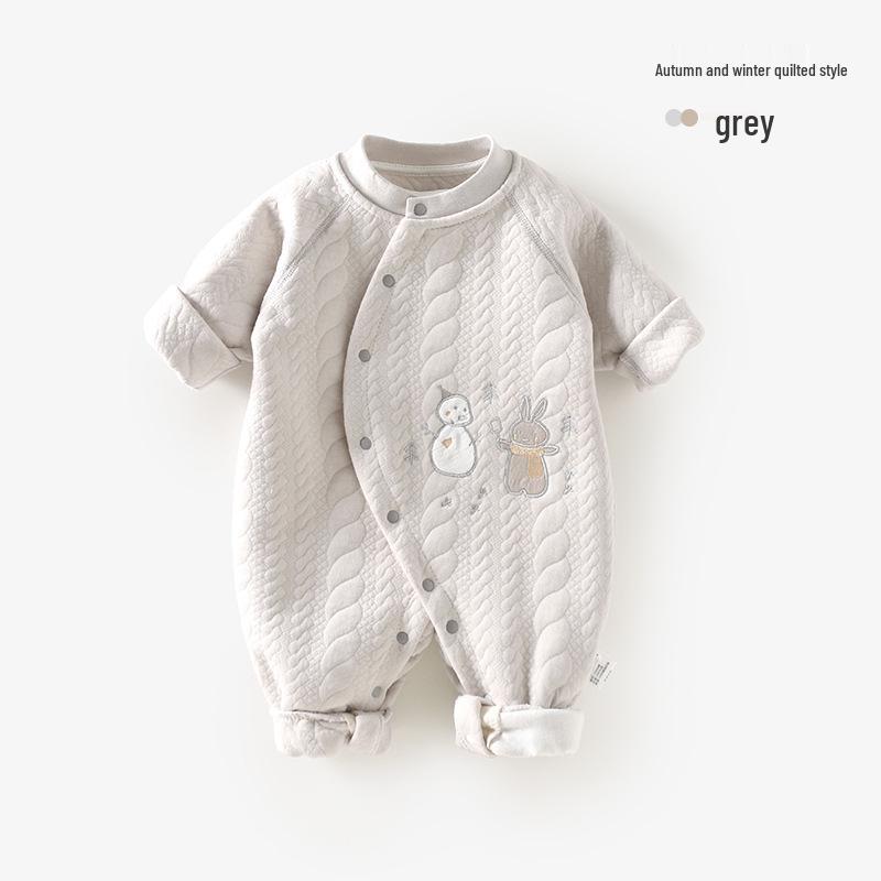 

Thickened Pure Cotton Baby Romper - Newborn Full Body Warm Crawling Suit for Autumn/Winter 80cm (20-24 lbs)