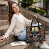 Gothic Skull Printed Tote Bag Casual Portable Daily Use Street Style Shoulder Handbag For Outings