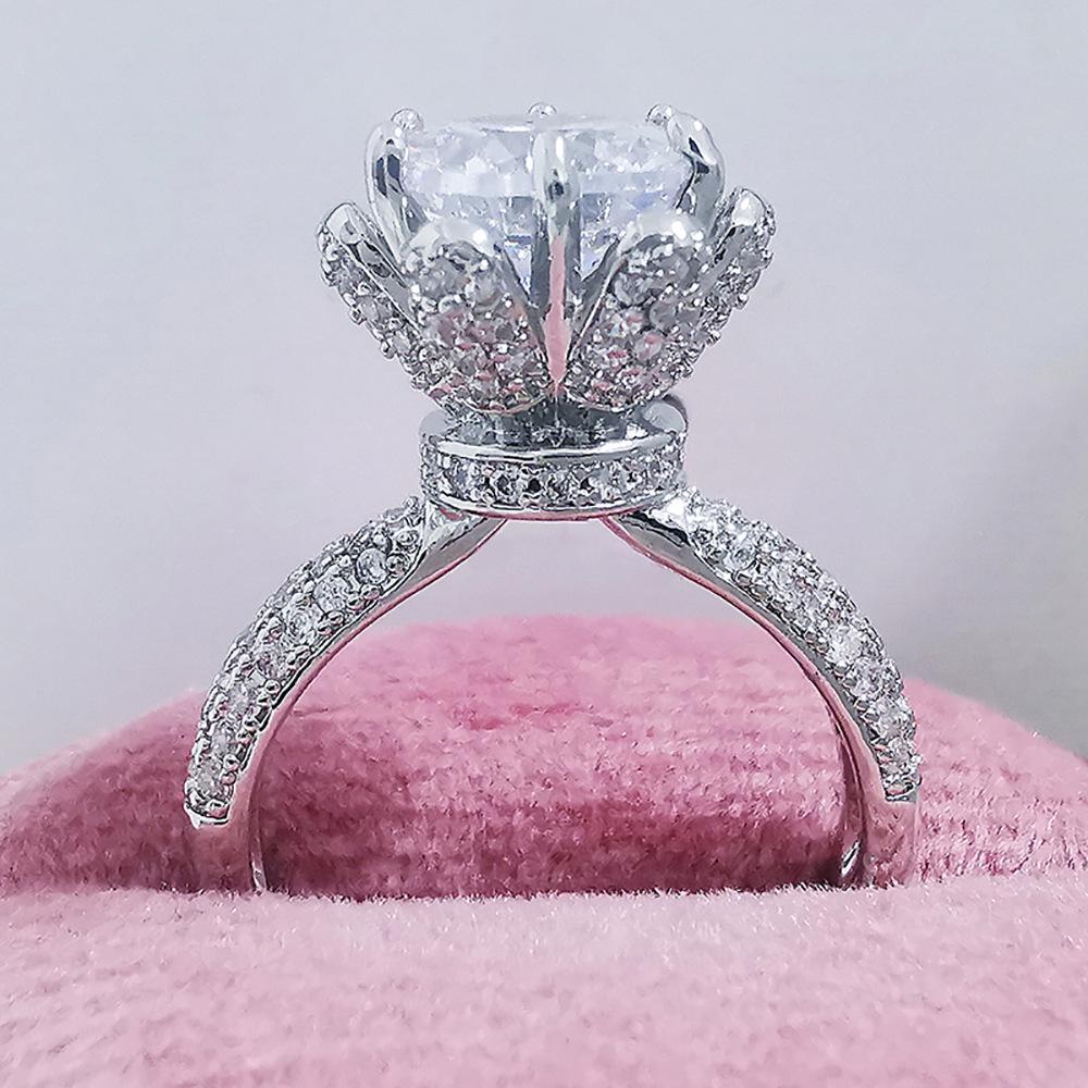 Women's Floral Simulated Diamond Wedding Ring Set with Zirconia