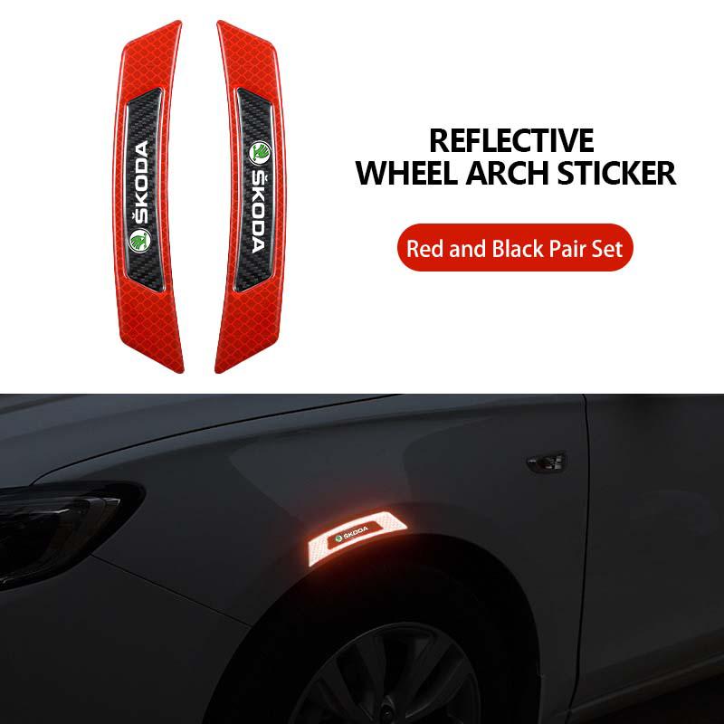 AAFM1 For Skoda Car Wheel Eyebrows Reflector Sticker Strip Safety Warning Reflective Accessories Fabia Kamiq Superb Scala Enyaq-iV MK3