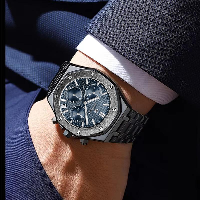 Fashion Man Wristwatch Waterproof Stainless Steel Luminous Men Watch Chronograph Date Luxury Quartz Men's Watches