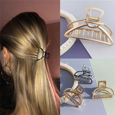 Women Girls Geometric Hair Claw Clamps Hair Crab Moon Shape Hair Clip Claws Solid Color Accessories Hairpin