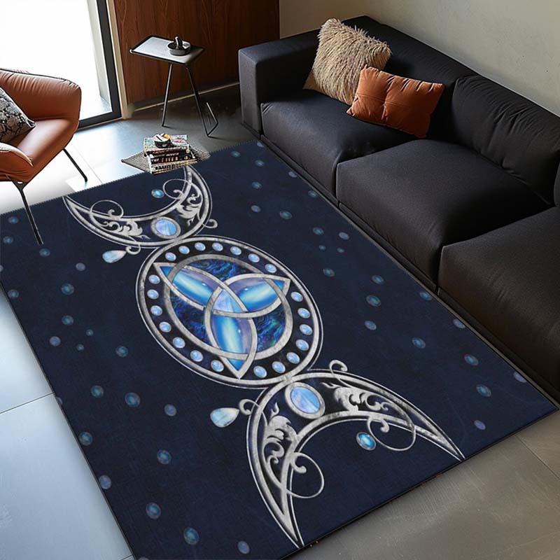 Blue Celtic Knot Rug for Mystical Home Decor - Ancient Symbolic Pattern Floor Art Anti slip carpet can be machine washed