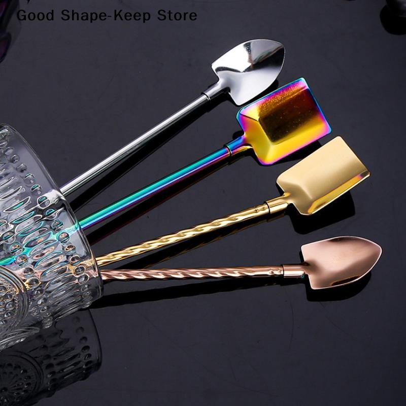 Creative 304 Stainless Steel Watermelon Scraper Spoon Spiced Straw for Beverages And Coffee Stirring Kitchen Utensil