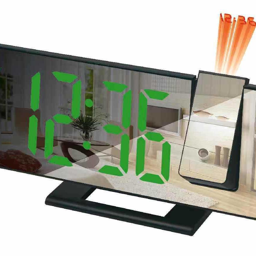 Large Screen LED Projection Alarm Clock with Mirror Display, Multifunctional Digital Clock 3618LP