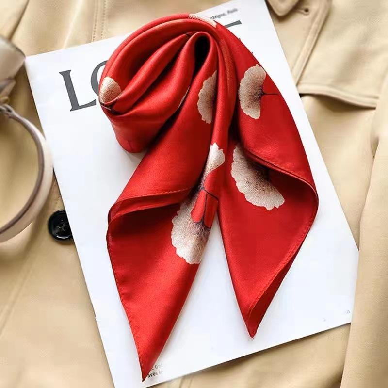 Brand 100% Natural Real Silk Scarf Women Bandana Square Scarves Wrap Kerchief Fashion Luxury Summer Beach High Quality Hijab