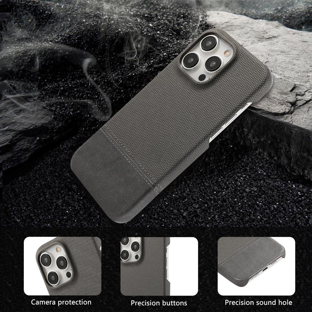 Patchwork Faux Leather Anti-Slip Phone Case for Apple 17 Pro Max/16/15/14 Pro/13/12, Trendy Half-Covered Hard Design