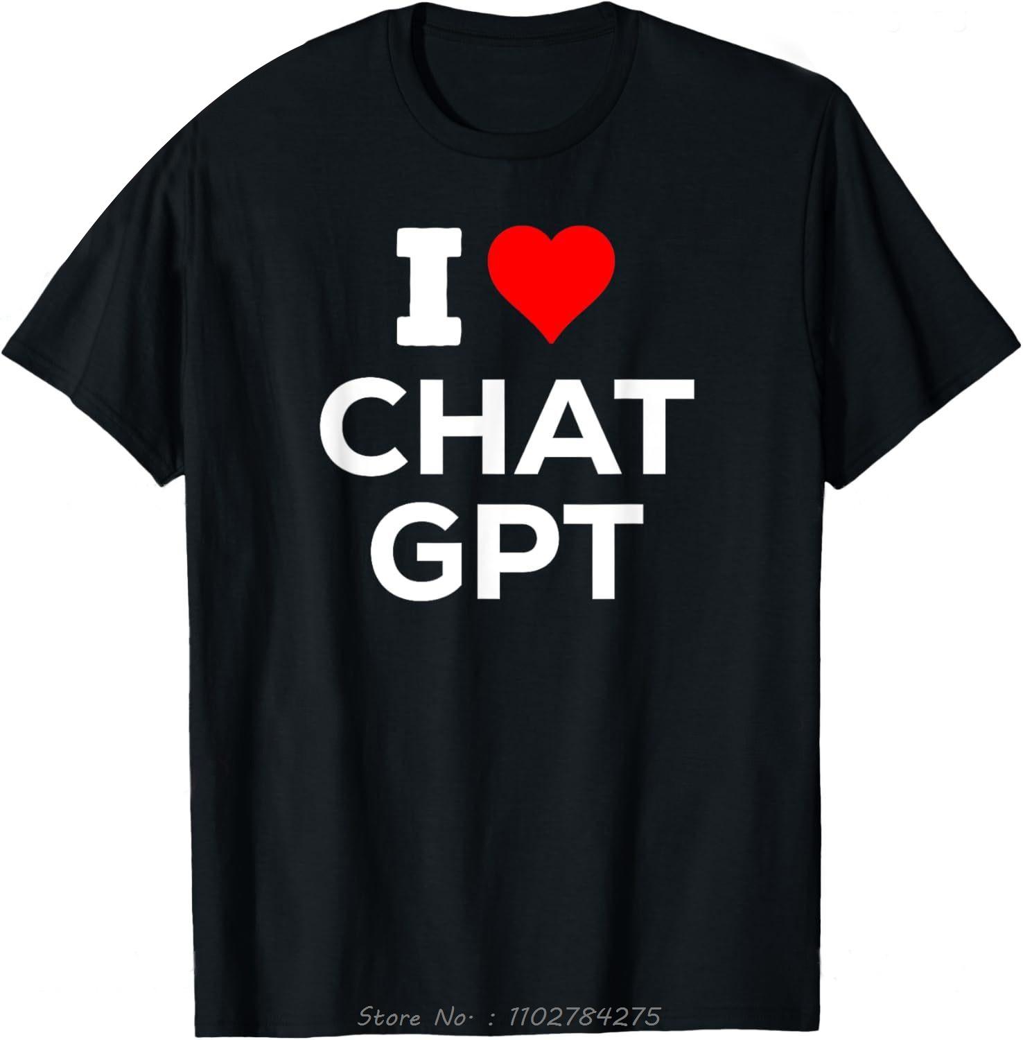 Funny Oversized T-shirt Cute I Heart Love ChatGpt AI Fun Men s Clothing Summer Fitness T Shirt Fashion Tees Cotton Tshirt S