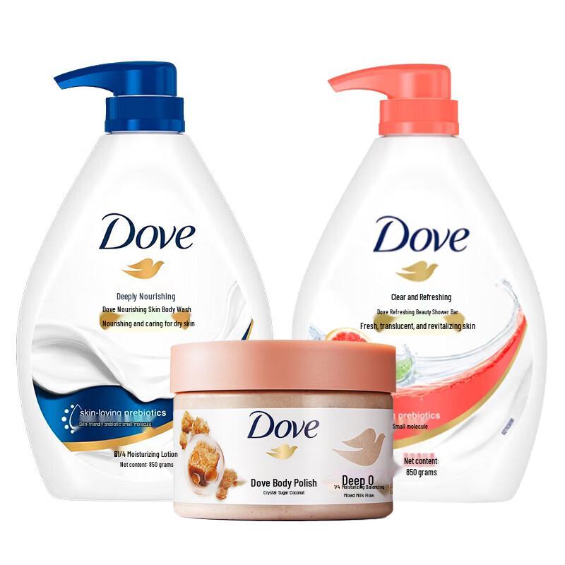 Dove Deep Nourishment Body Wash & Coconut Scrub 3-Piece Set