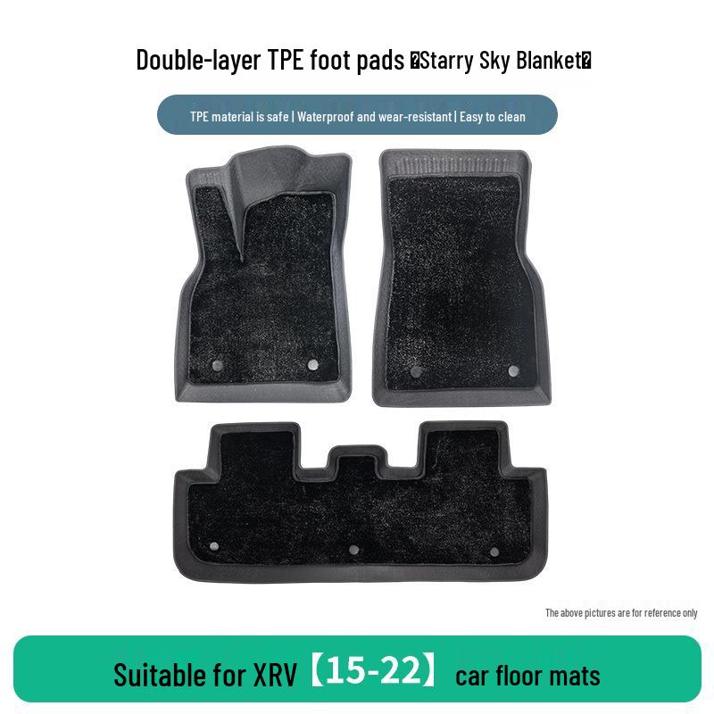 Fit for Honda XRV 2015-2022: TPE Rubber 3-Piece Floor Mat Set, Wear-Resistant & Dirt-Resistant