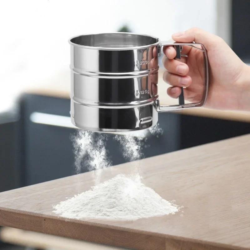 Hand-held Small Flour Sieve Baking Utensils Stainless Steel Manual Sieves Cup Stainless Steel Powder Sieve Kitchen Baking Tools