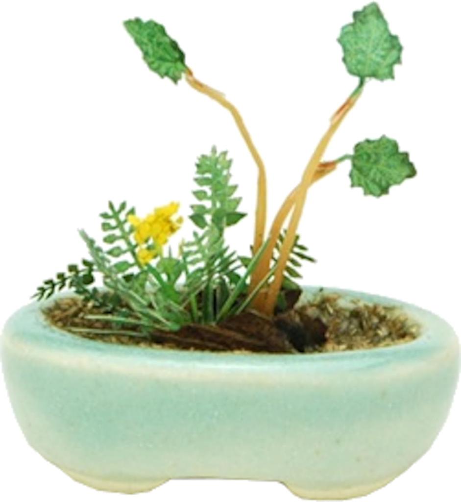 PLATZ THE BONSAI Oval Potted Planter Finished Product BONN04 1/12 [Light Blue]