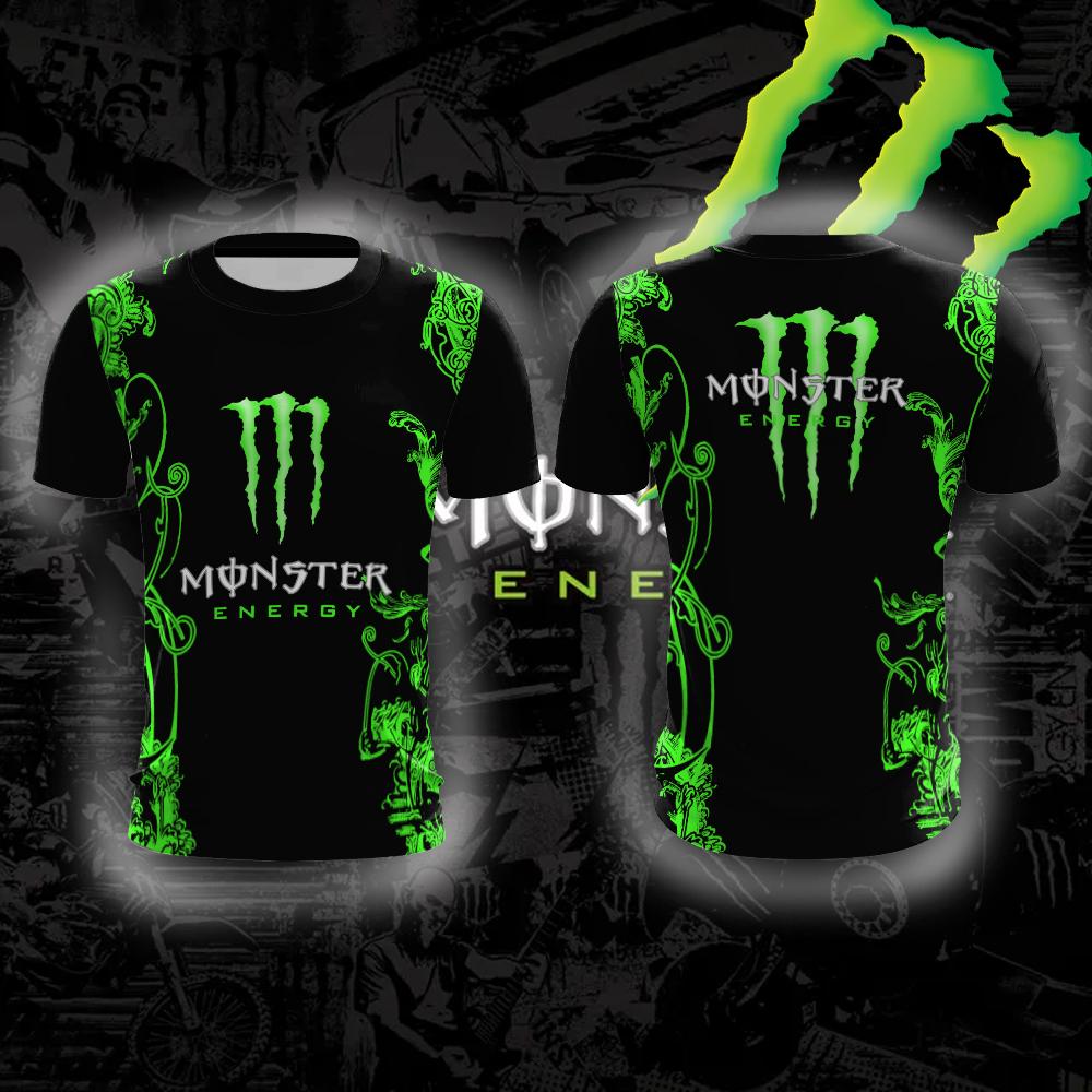 Monster Energy Tengman Pattern Cool Trendy Comfortable Breathable Quick Drying Street Vitality Men's Sports Round Neck T-shirt