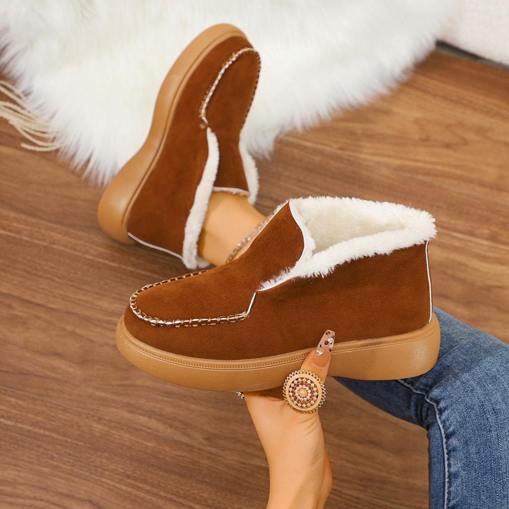 New Large-size Women's Cotton Shoes In the Winter of , New European and American Suede One-pedal Warm Snow Boots for Women
