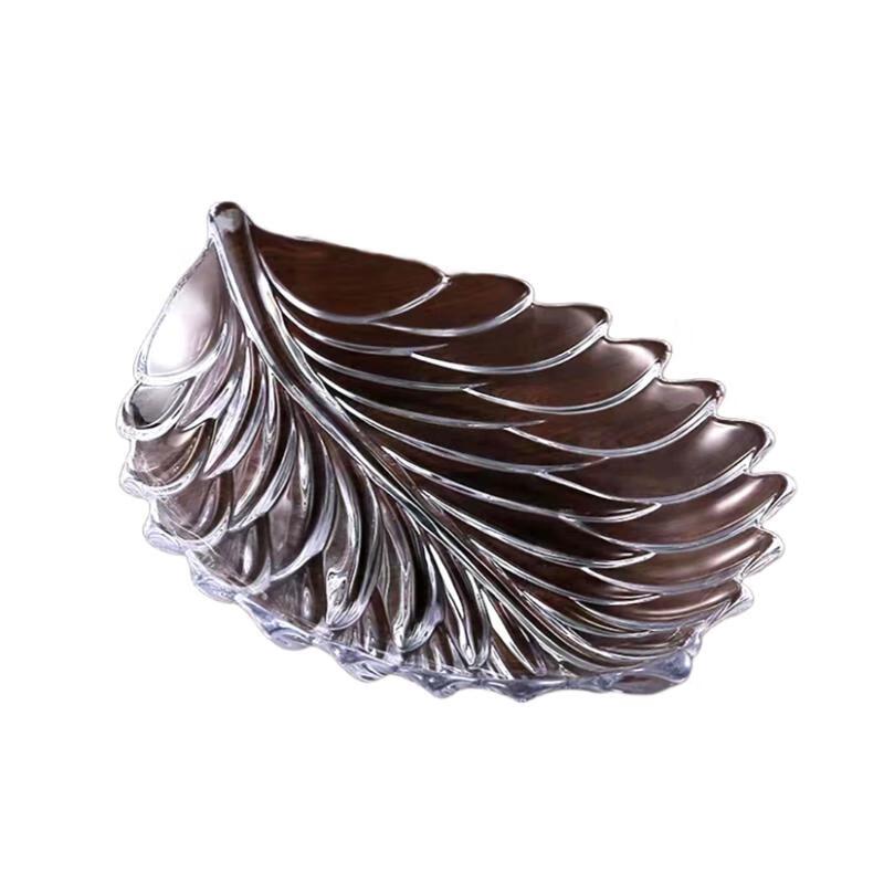 Flavinmci Crystal Glass Leaf Fruit Plate