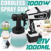 21V 1000ML Electric Cordless Spray Gun High Power Home Electric Paint Sprayer With 3 Nozzle Easy Spraying Perfect