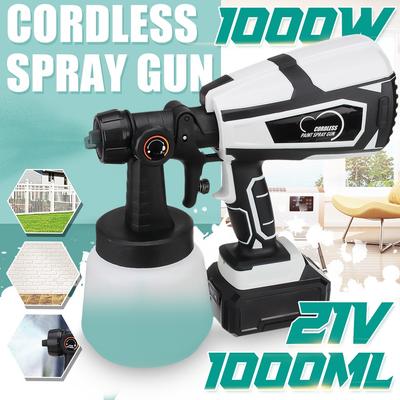 Pistolet à Peinture Électrique Sans Fil 21V 1000ML Haute Puissance Pulvérisateur de Peinture Électrique pour la Maison Avec 3 Buse Pulvérisation Facile Parfait