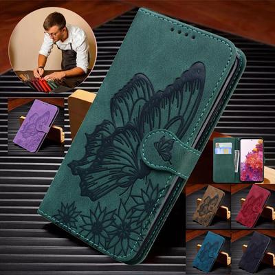 Emboss Butterfly Leather Case Wallet Card Stand For iPhone 13 Pro,Xiaomi 11,Redmi Note 9,Samsung Huawei Oppo Nokia Flip Book Bags Magnetic Phone Cover