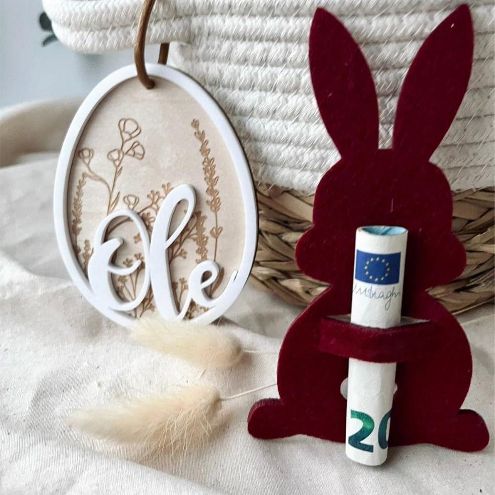 6Pcs Ornaments Easter Bunny Money Holder Unique Cotton Cloth Rabbit Easter Cash Holder DIY Easter Money Holder Cards