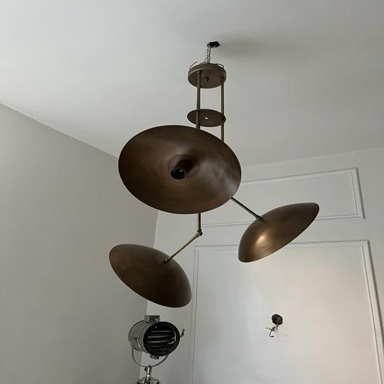 Modern Raw Brass Sputnik Chandelier 3-Light Domed Pendant Home, Office Decor