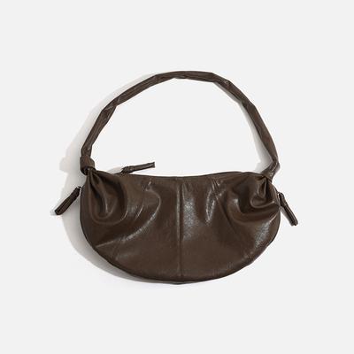 Neue faule Retro-Croissant-Tasche einfache Rindsledertextur Schulter-Umhängetasche modische vielseitige Knödeltasche