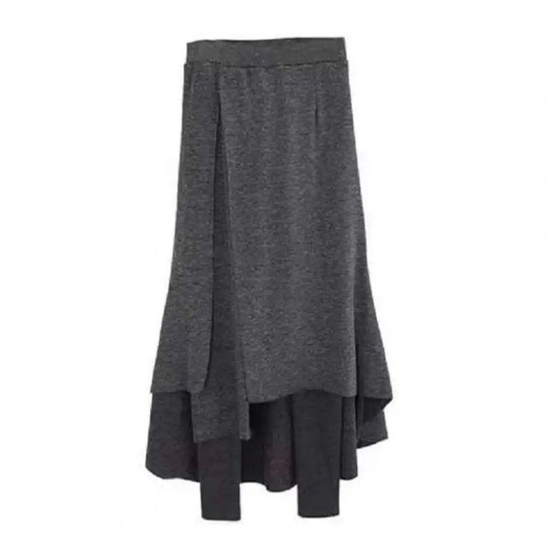 

Irregular Fake Two Leggings Autumn and Winter Irregular Integrated Heavy Industry Fake Two Pieces Bottoming Skort Gray 4XL