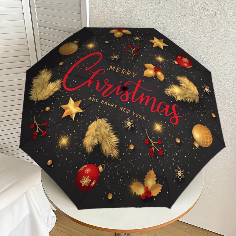 

1pc Merry Christmas & Happy New Year Umbrella with Plastic Handle,Suitable for All Seasons Home Travel Outdoor UmbrellaDD495