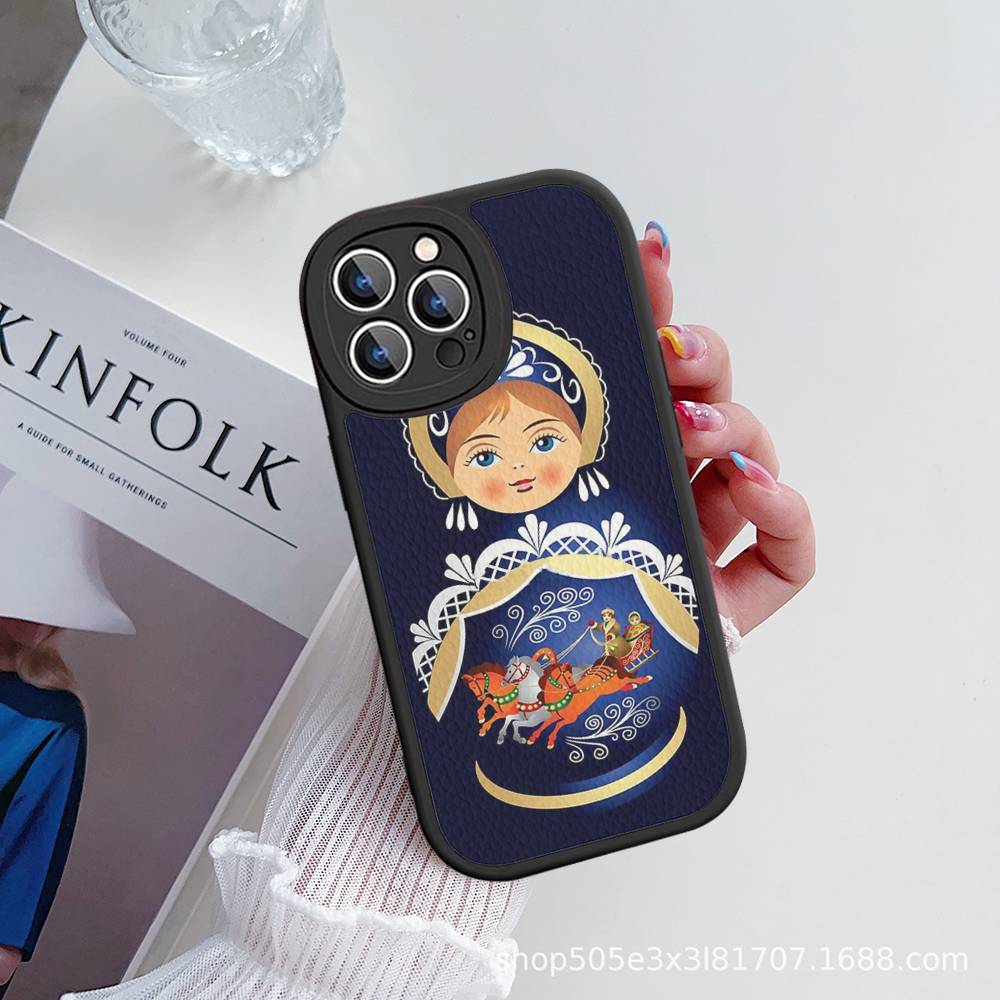 

Russian Dolls Matryoshka Cute Leather Phone Case For Iphone 16 15 14 Plus 13 12 11 Pro Max Case iPhone 15