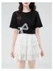 Women's Irregular Split Short-Sleeve Tee, Summer 2025, Loose Fit for Petite, Bowknot Design